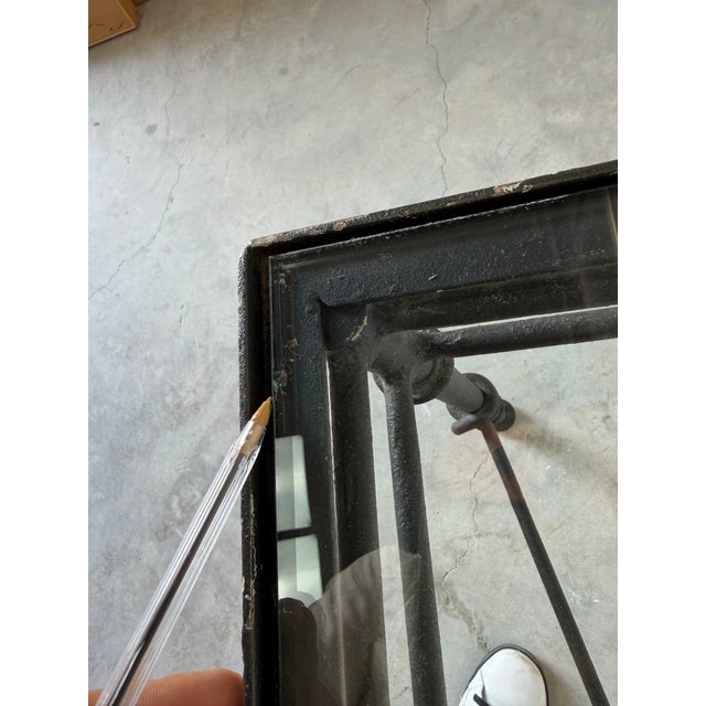 Black 1980’s Vintage Giacometti-Style Iron and Glass Top Console Table For Sale - Image 8 of 12