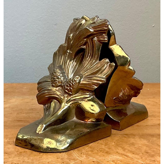 Mid 20th Century Vintage Brass Pinecone Bookends For Sale - Image 5 of 12