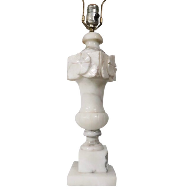 Mid 20th Century Mid 20th Century Italian Carved Marble Table Lamps - a Pair For Sale - Image 5 of 14