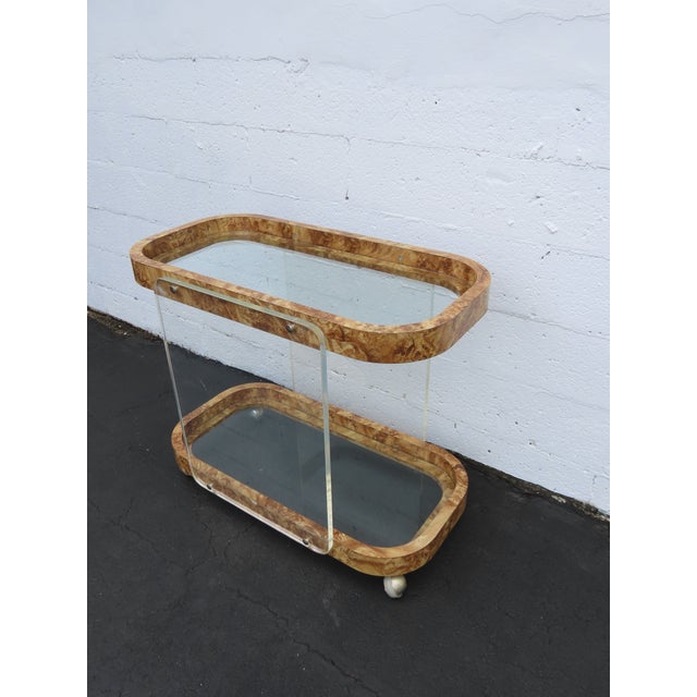 Lucite Two Tier Glass Top Bar Buffet Server Tea Coffee Cart 6395 For Sale - Image 16 of 16