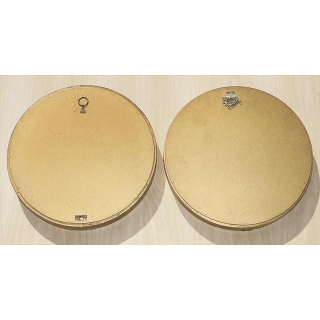 Gold Antique Convex Gilt Wood Butler's Wall Mirror attributed to Atsonea, 1930s, Set of 2 For Sale - Image 8 of 10