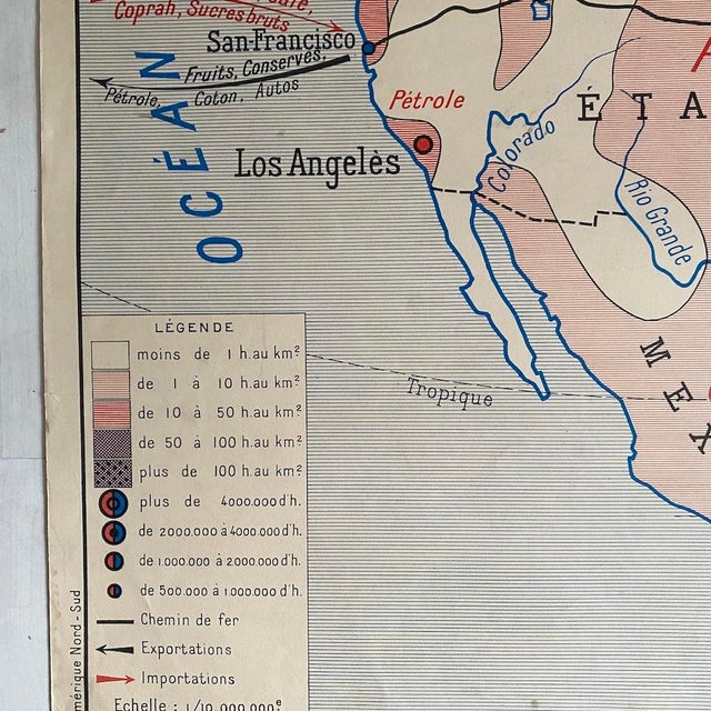 Vintage 1950s Double-Sided School Map South America / North America, 1950s, Cardboard For Sale - Image 9 of 13