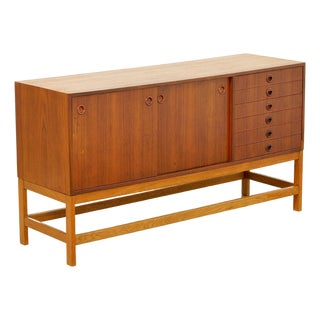 1960s Mid Century Swedish Teak & Oak Credenza Attributed to Yngve Ekstrom For Sale