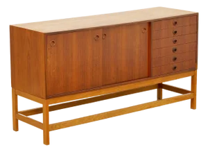 1960s Mid Century Swedish Teak & Oak Credenza Attributed to Yngve Ekstrom