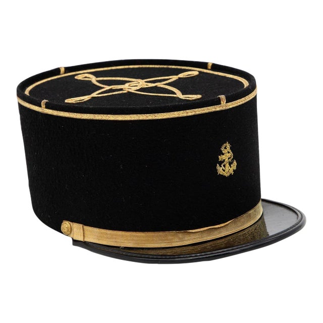Vintage French Military Academy Officers Hat, Mid Century For Sale