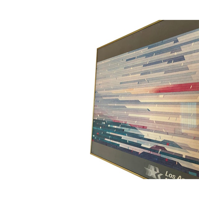 Postmodern Vintage 1984 Los Angeles Olympics Framed Poster Postmodern Art Brass 1980s Stars in Motion Moshe Elimelech. For Sale - Image 3 of 9