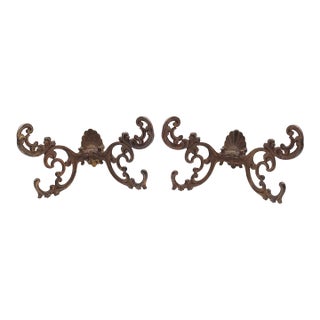 Early 20th Century Pair of Victorian Bronze Finish Cast Iron Hall Tree Hooks For Sale