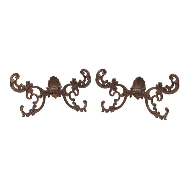 Early 20th Century Pair of Victorian Bronze Finish Cast Iron Hall Tree Hooks For Sale