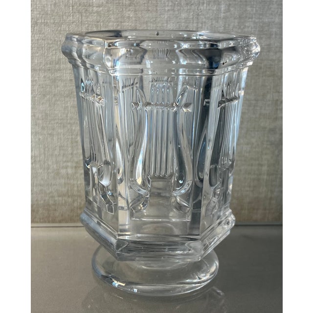 Transparent Antique 19th Century American Classical Boston & Sandwich Flint Glass Lyre Vase For Sale - Image 8 of 13