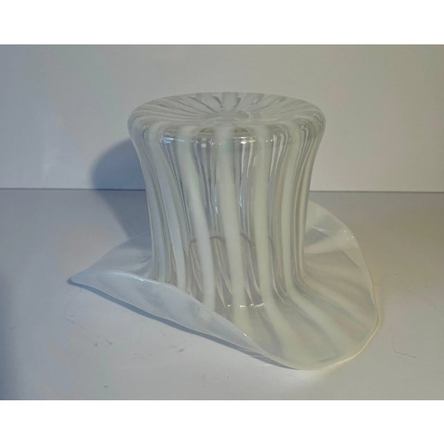 A wonderfully large and decorative top hat of Murano Glass. The piece has a sophistication as well as whimsy, making I the...