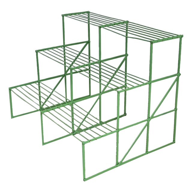 French Vintage Metal Plant Stand Riser in New Powder Coat For Sale