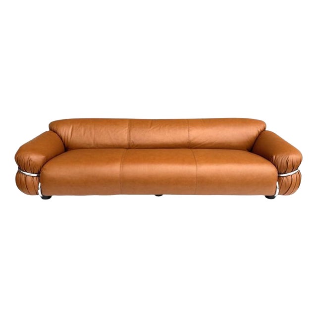 Sesann Leather Sofa by Gianfranco Frattini for Cassina, 1972 For Sale