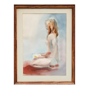 1960s "Seated Nude II" Watercolor Painting by Eve Nethercott