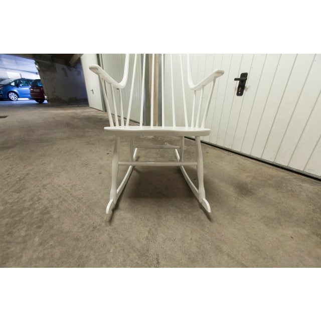 Wood Grandessa Rocking Chair in White Beech attributed to Lena Larsson for Nesto, 1960 For Sale - Image 7 of 18