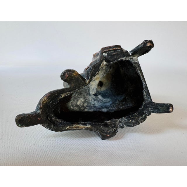 Copper Antique Ansonia Figural Clock Top Seated Woman With Lyre Cast Metal Statue For Sale - Image 8 of 9
