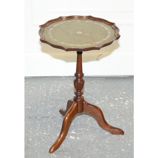 Lovely Vintage Gren Leather Top Plant Wine Side Stand On Tripod Feet. Explore our thoughtfully selected inventory and find...