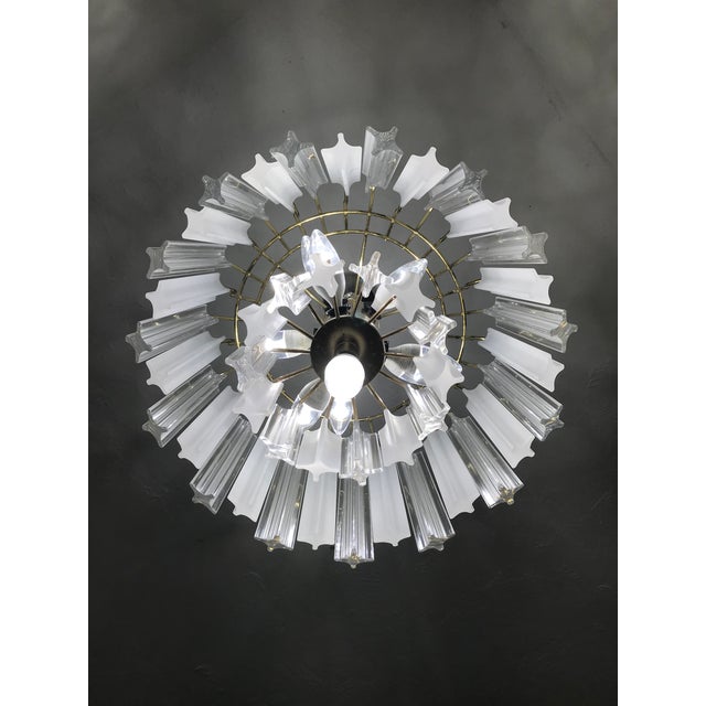 Mid-Century Frosted & Clear Two Tier Lucite Chandelier For Sale - Image 4 of 6
