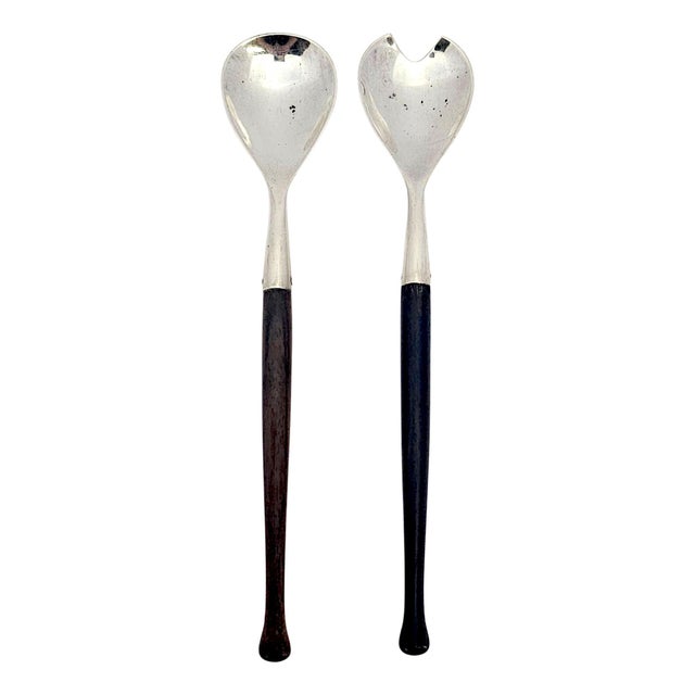 Mid 20th Century Jacob Grimminger Mid-Century German Sterling Silver and Hardwood Serving Set For Sale In San Francisco - Image 6 of 9