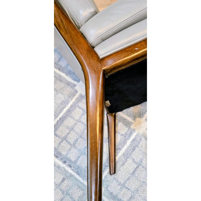 Greige Mid-Century Global Views Walnut Slipper Chair – Leather Upholstery For Sale - Image 8 of 10