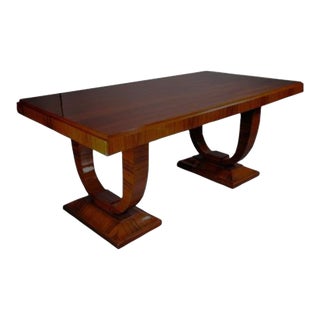 1930s French Art Deco Rosewood Dining Table With High Gloss Finish For Sale