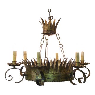 Vintage Italian Iron Chandelier For Sale