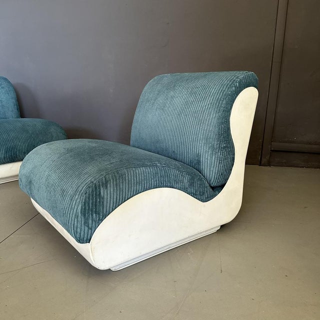 Set of Lounge Chairs with Fiberglass and Fabric For Sale - Image 4 of 8