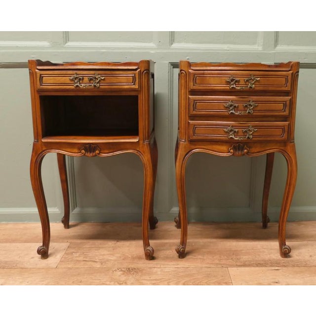 French Cherrywood Bedside Chevets, 1920, Set of 2 For Sale - Image 6 of 7