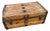 Antique Low Profile Flat Top Wooden Trunk For Sale