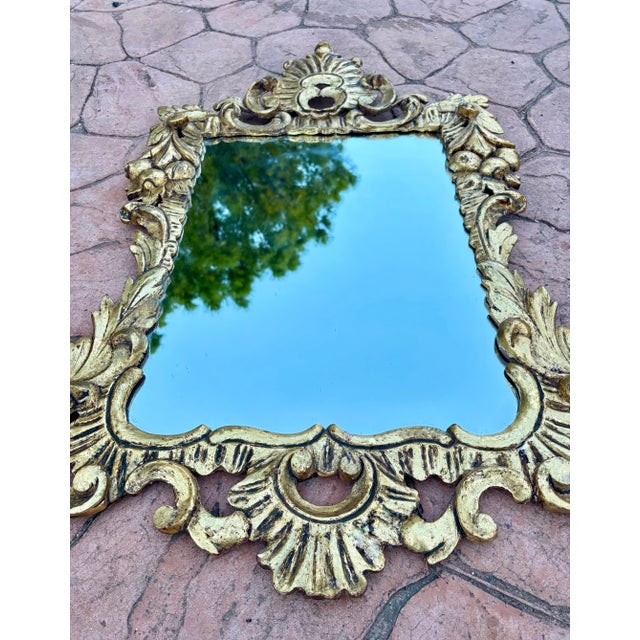 Baroque Gilt Plaster Wall Mirror in Baroque Style, Mid-20th Century For Sale - Image 3 of 8