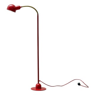 Red Metal Gooseneck Floor Lamp, 1970s For Sale