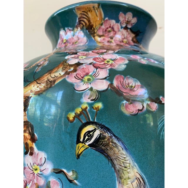 20th Colorful German Baluster Peacock Vase by Ulmer Keramik For Sale - Image 4 of 5