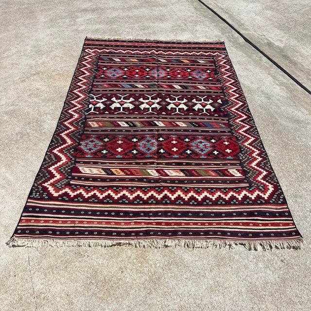 Textile 1940s Vintage Turkish Flatweave Kilim Rug For Sale - Image 7 of 7