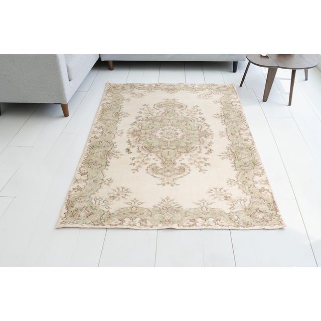 Turkish 1950s Muted Olive Oushak Area Rug For Sale - Image 3 of 8