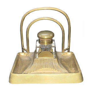 Vintage Art Deco Inkwell on Stand For Sale