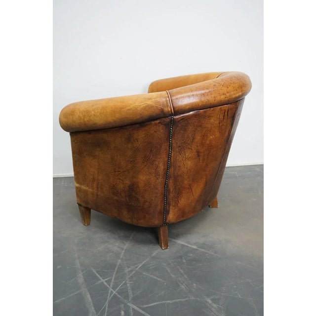 Vintage Dutch Cognac Colored Leather Club Chair For Sale - Image 11 of 15