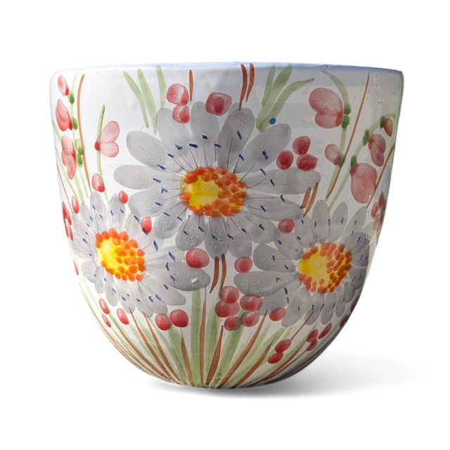 Vintage Ceramic Botanical Flower Planter Made in Italy For Sale - Image 10 of 14