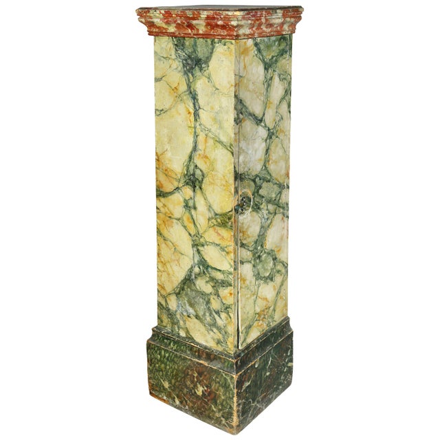 Faux Marble Painted Wood Pedestal or Cabinet For Sale - Image 9 of 9