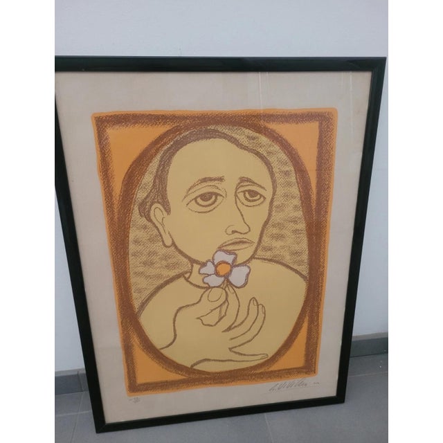Giuseppe Viviani - Man with a Flower Signed color lithograph Dimensions: 79.5 × 60.5 cm Signed, dated, and numbered by the...