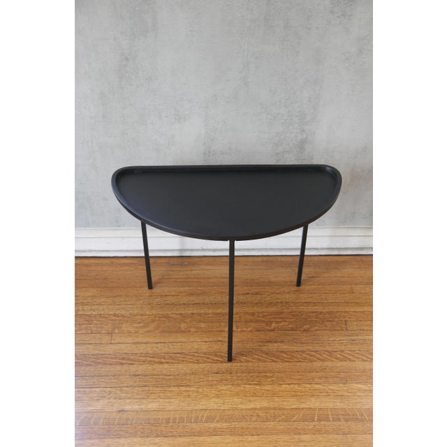 Demi-Lune Three Legs Blackened Steel Side Table by Understated Design For Sale - Image 9 of 12