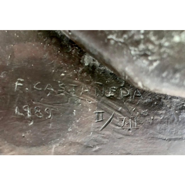 Felipe Castañeda, Large Latin American Mexican Master Bronze Sculpture Mother with Child SIgned, 1989 For Sale - Image 4 of 10