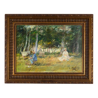 Pierre Morinville, Barbizon Style Scene, 1800s, Oil on Canvas, Framed For Sale
