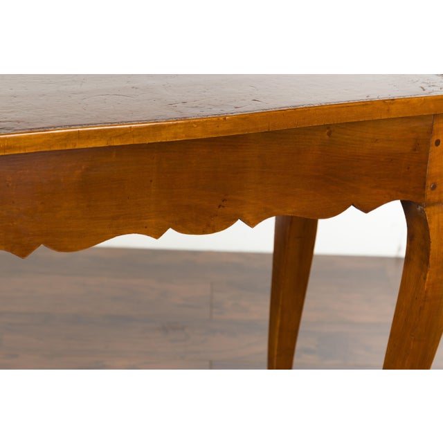 French 19th Century Walnut Side Table with Leather Top and Long Lateral Drawer For Sale - Image 4 of 12