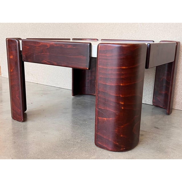 Mid-Century Modern Square Table with Curved Legs and White Top For Sale In Miami - Image 6 of 18