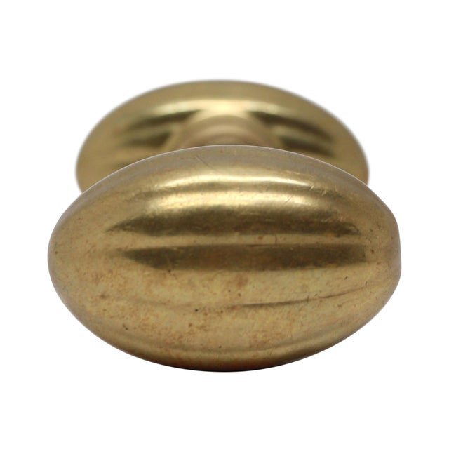 Antique Cast Brass Pair of Oval Door Knobs For Sale - Image 4 of 4