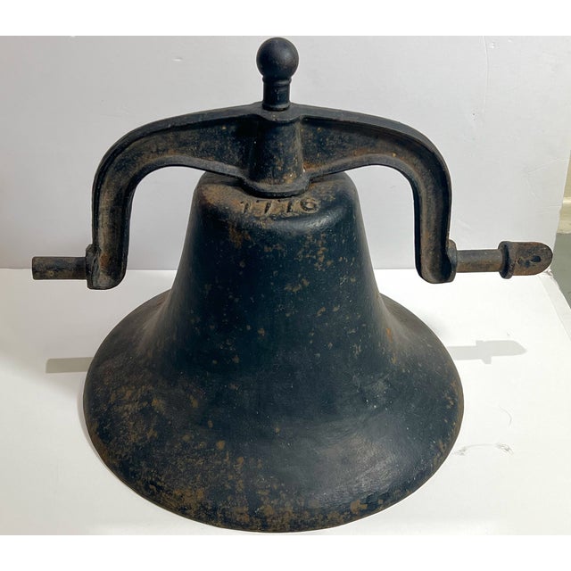 19th Century Large Commemorative Cast Iron Bell For Sale In San Diego - Image 6 of 9