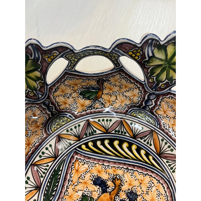 Orange Coimbra Ceramic - Hand Painted Portuguese Fruit Basket 2 For Sale - Image 8 of 15