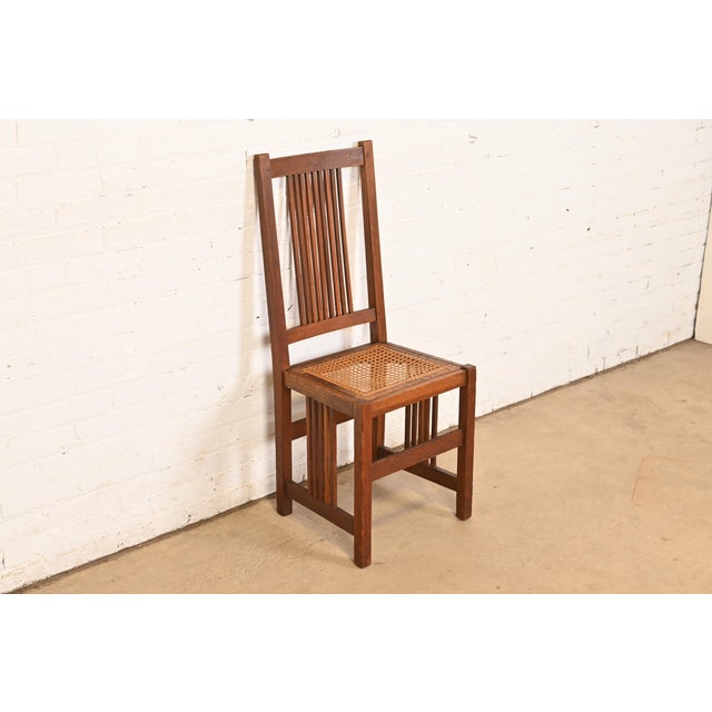 Stickley Gustav Stickley Antique Mission Oak Arts & Crafts Spindle Side Chair or Dining Chair, Circa 1900 For Sale - Image 4 of 11