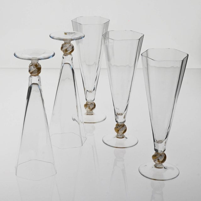 Gold Hexagonal Flutes with Gold Inserts by Cenedese, Set of 5 For Sale - Image 8 of 18
