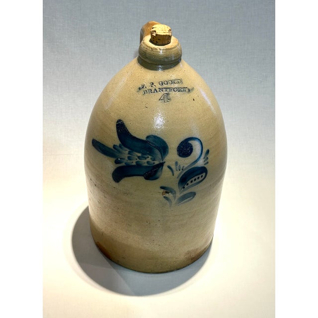 Mid 19th Century Extremely Rare Has Original Cork 4-Gallon F. P. Goold Brantford Pottery Jug For Sale - Image 15 of 17