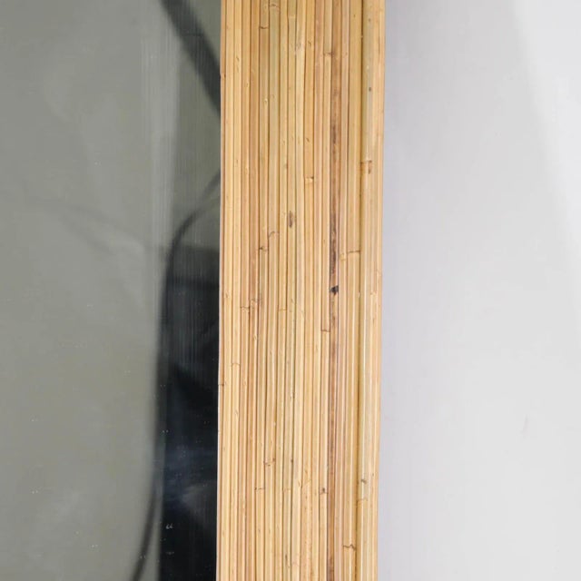 Wood Large Mirror in Rattan Frame For Sale - Image 7 of 15